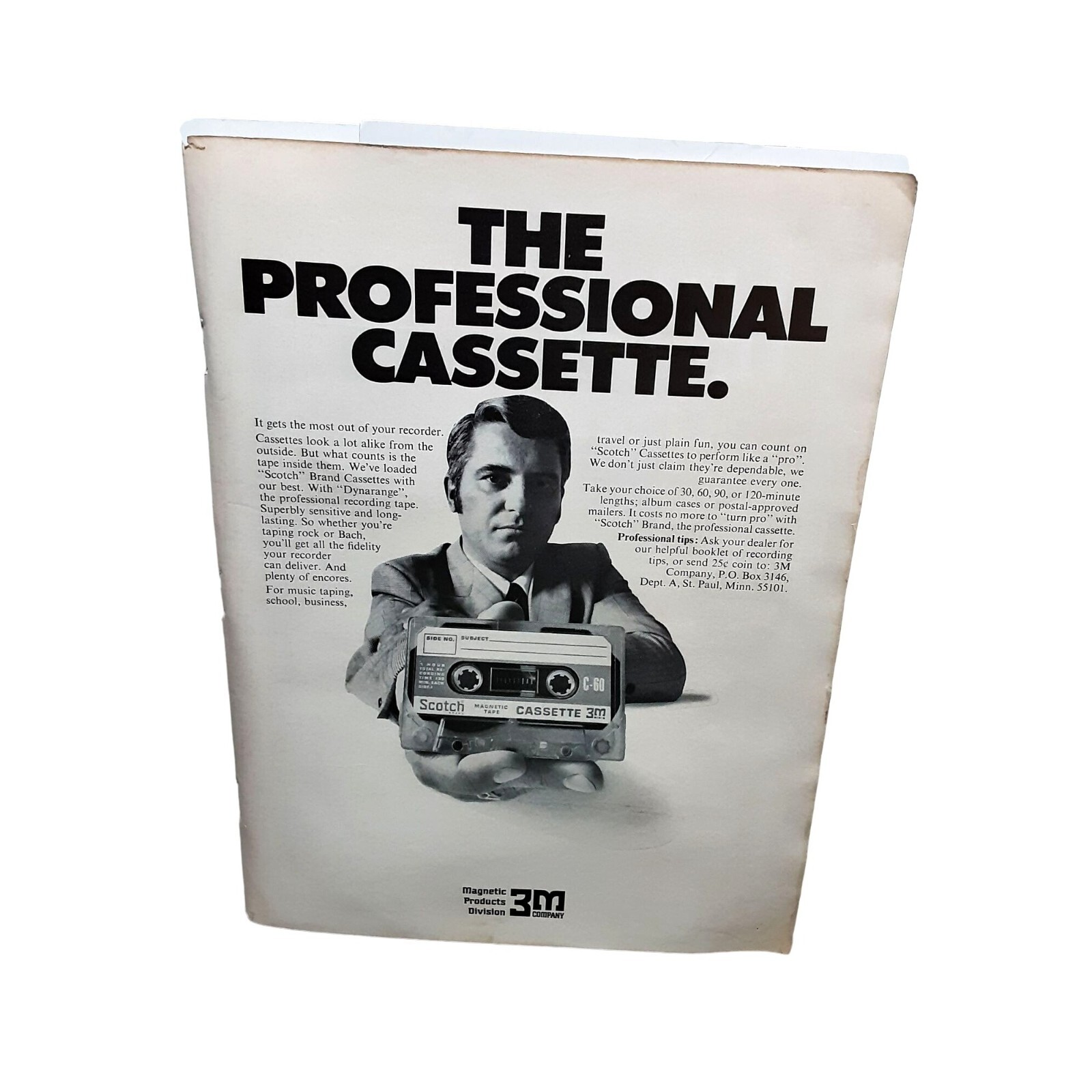 1970 3M Professional Cassette Vintage Print Ad 70s