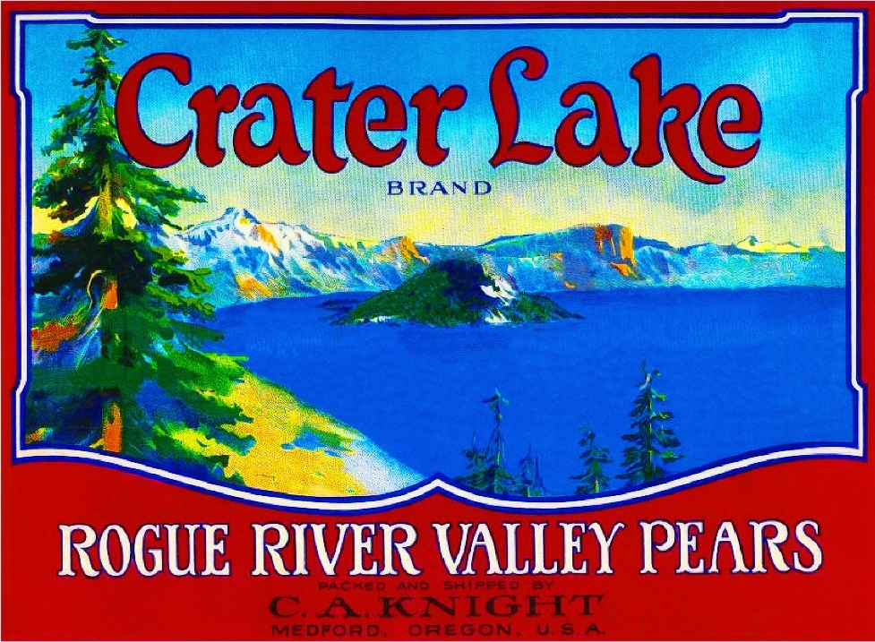 Medford Oregon Crater Lake Pear Fruit Crate Box Label Art Print