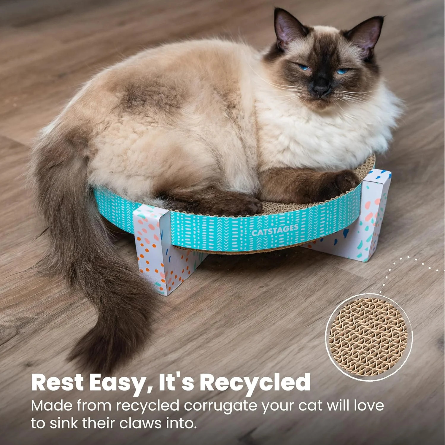 Catstages Scratch, Snuggle & Rest – 2‑in‑1 Indoor Cat Scratcher & Elevated Cat L