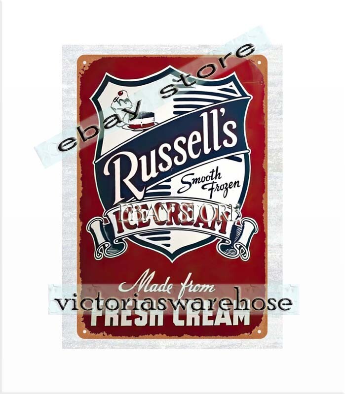 Russell’s Ice Cream metal tin sign inspirational art work