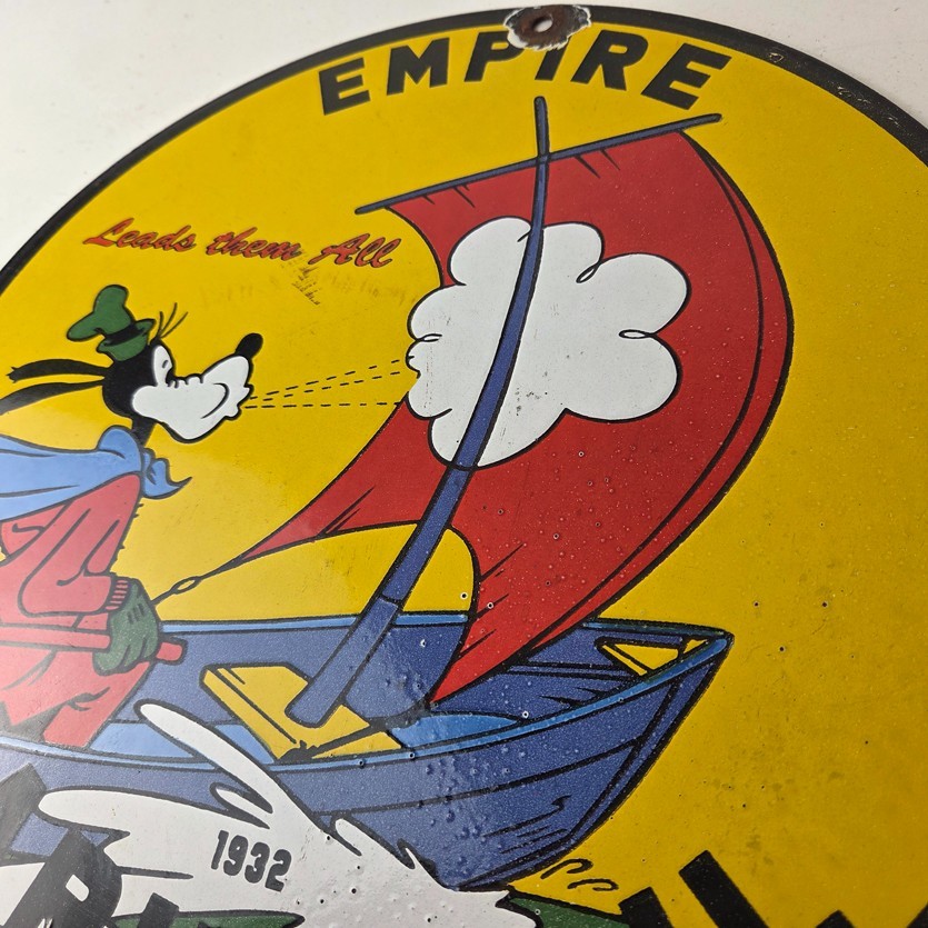 Vintage Empire Motor Oil Sign – Gas Service Station Pump Porcelain Sign
