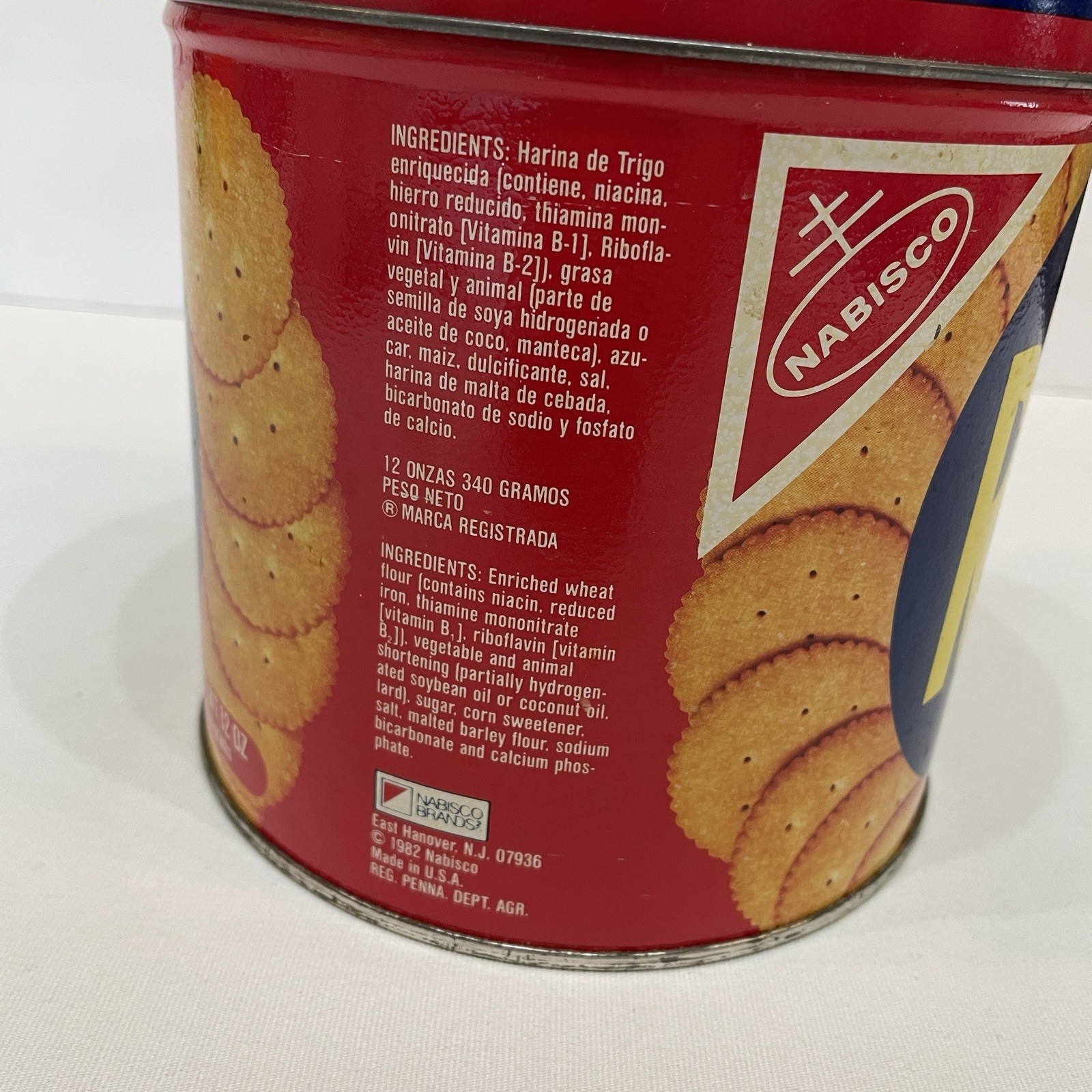 Vintage Ritz Crackers Advertising Tin Collectible Cracker Keeper Red Blue Yellow