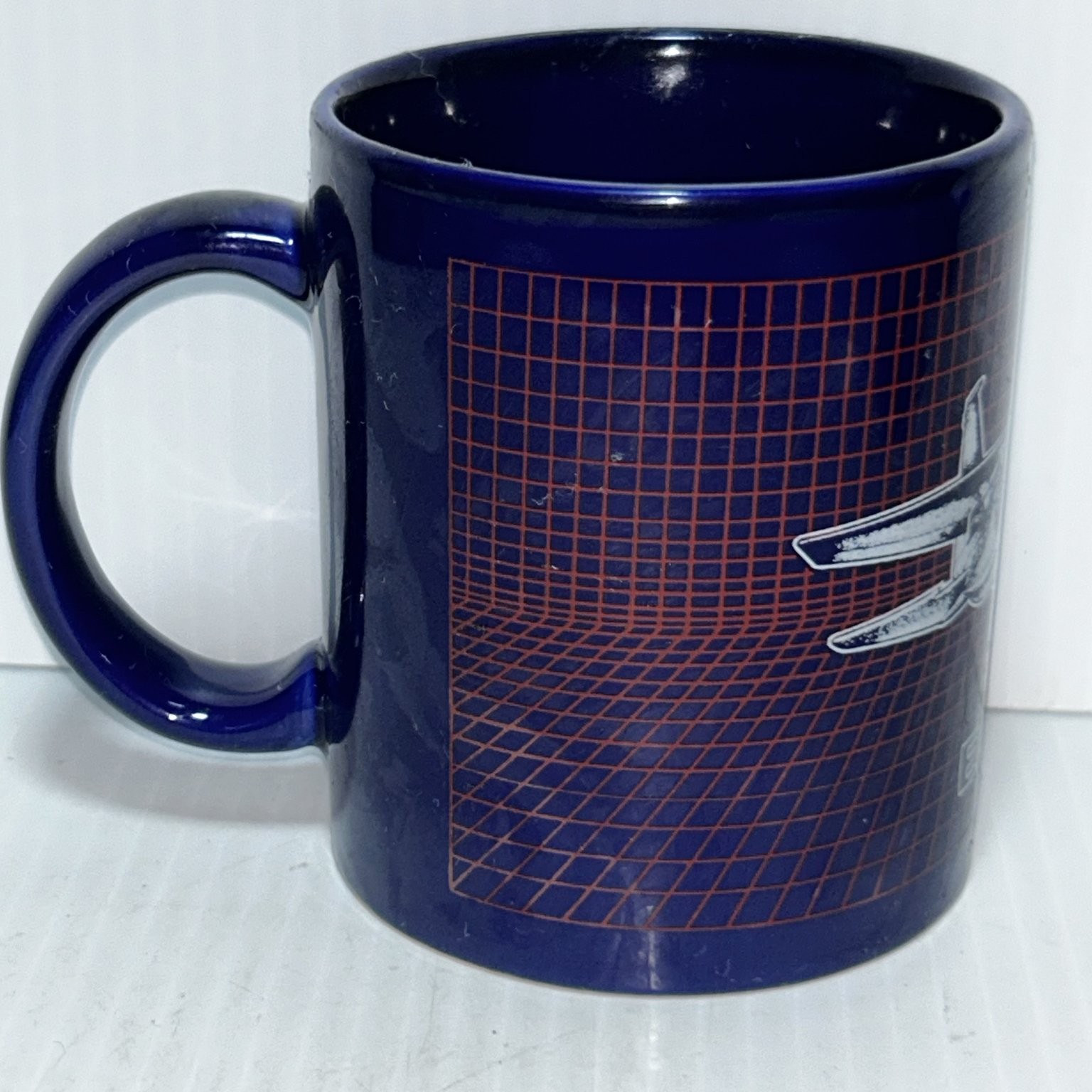 MGA Malibu F-15 Eagle Jet Navy Blue Ceramic Mug Vintage 80s 90s