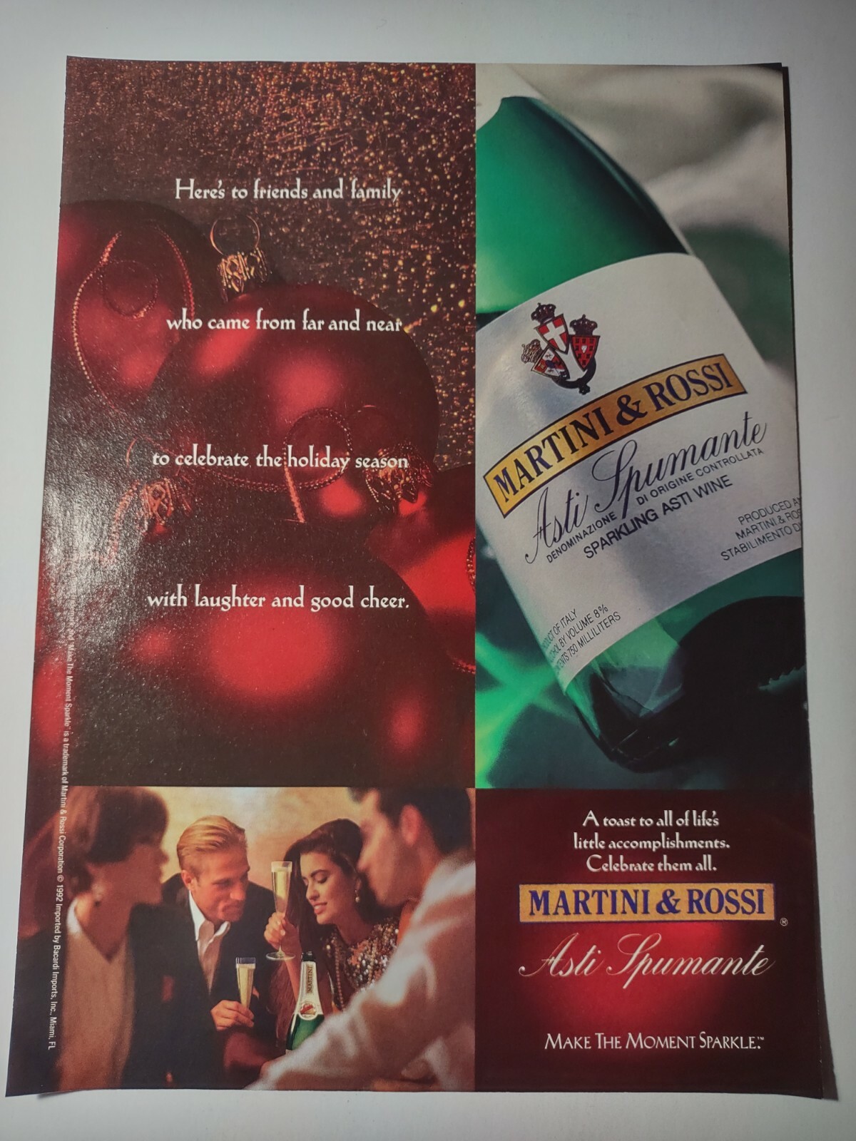 Martini and Rossi Asti Wine Sparkling Vintage 1990s Print Ad