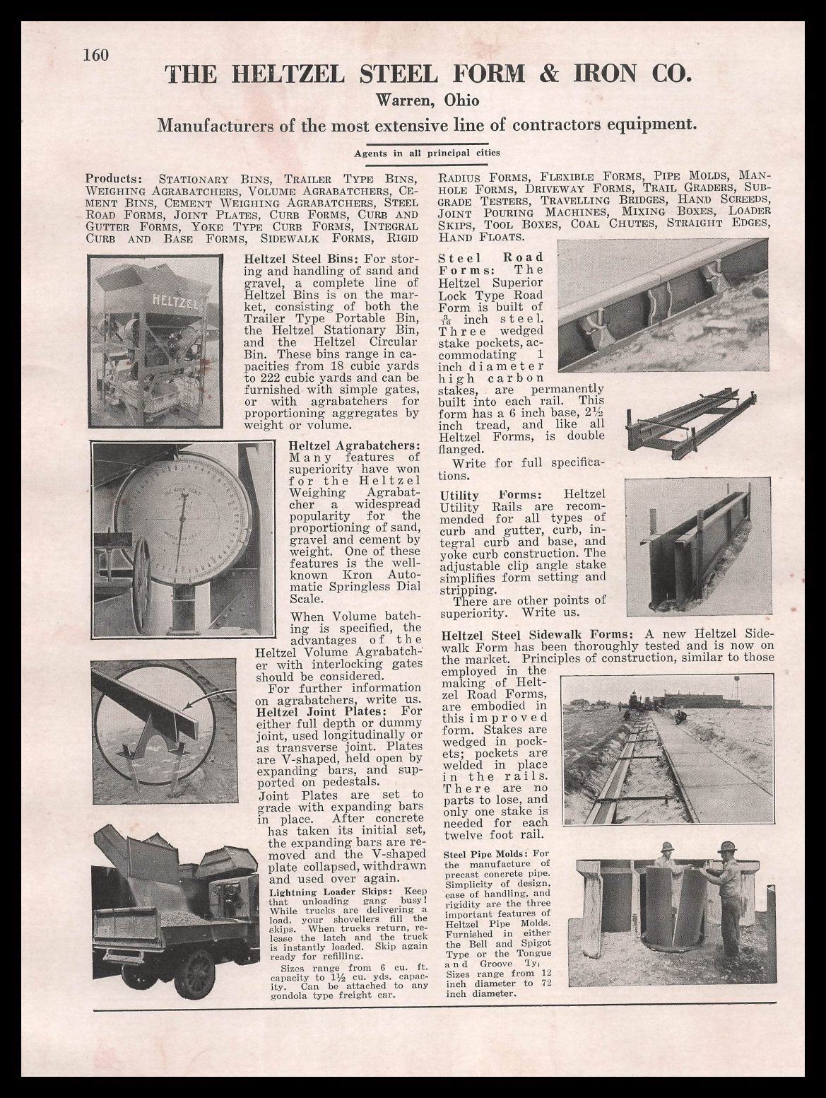 1930 Heltzel Steel Form & Iron Co. Warren Ohio Contractors Equipment Print Ad