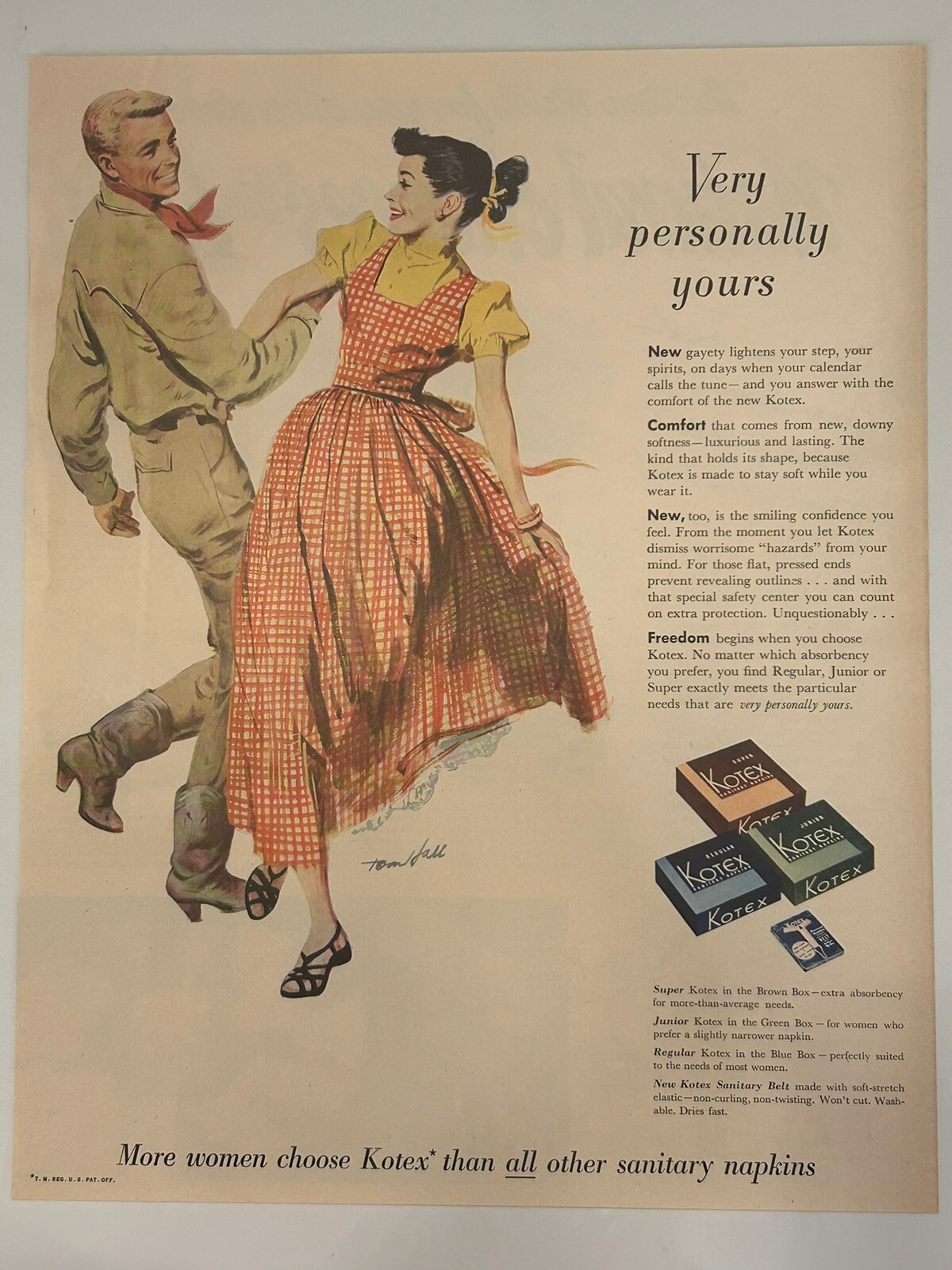 Kotex Sanitary Napkins, 1950 Vintage Print Magazine Ad, Maxi Pads, Tampons