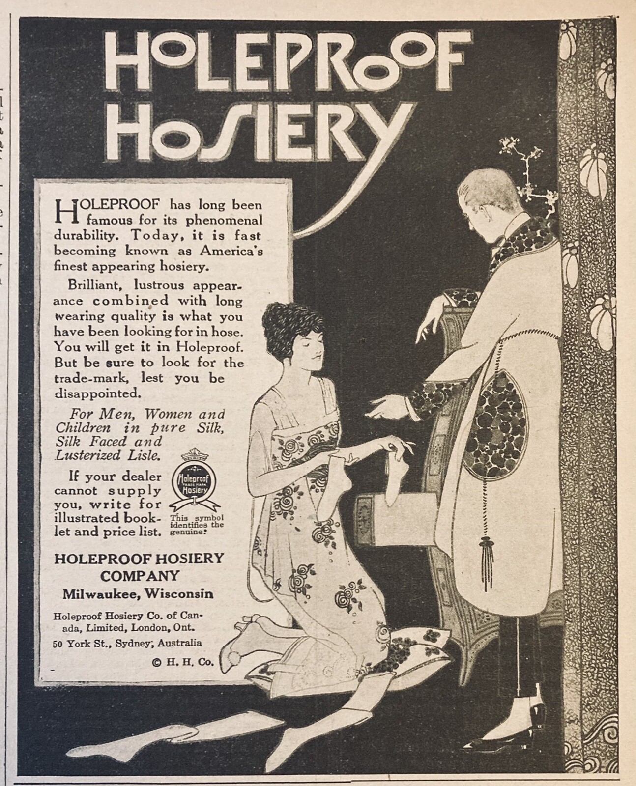 1919 AD(L17)~HOLEPROOF HOSIERY CO. MILW., WIS. HOLEPROOF HOSIERY FOR THE FAMILY