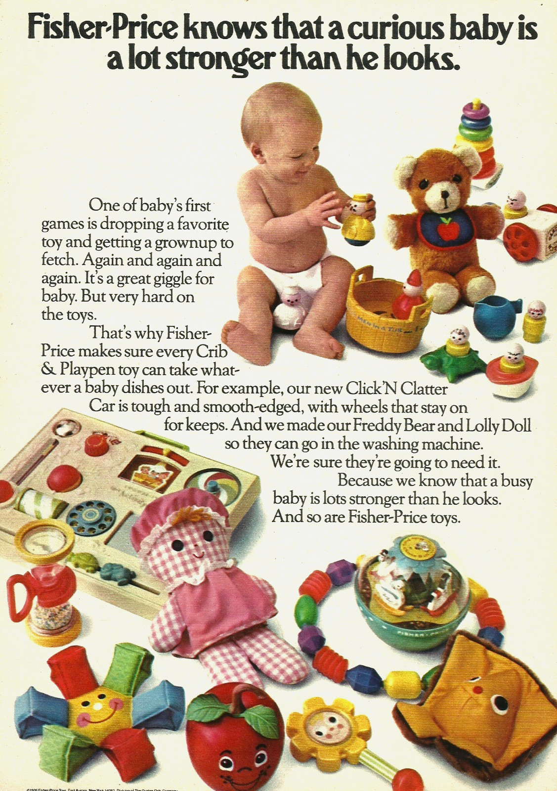 1976 Fisher-Price Toys Curious Baby Click ‘N Clatter vtg Print AD Advertisement