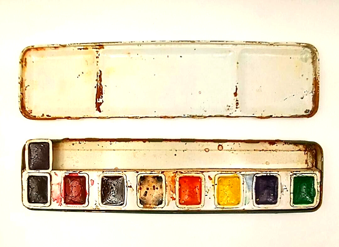 RARE Vintage Brodhead Garrett Co. Garrett’s Water Colors Watercolors Paint Tin