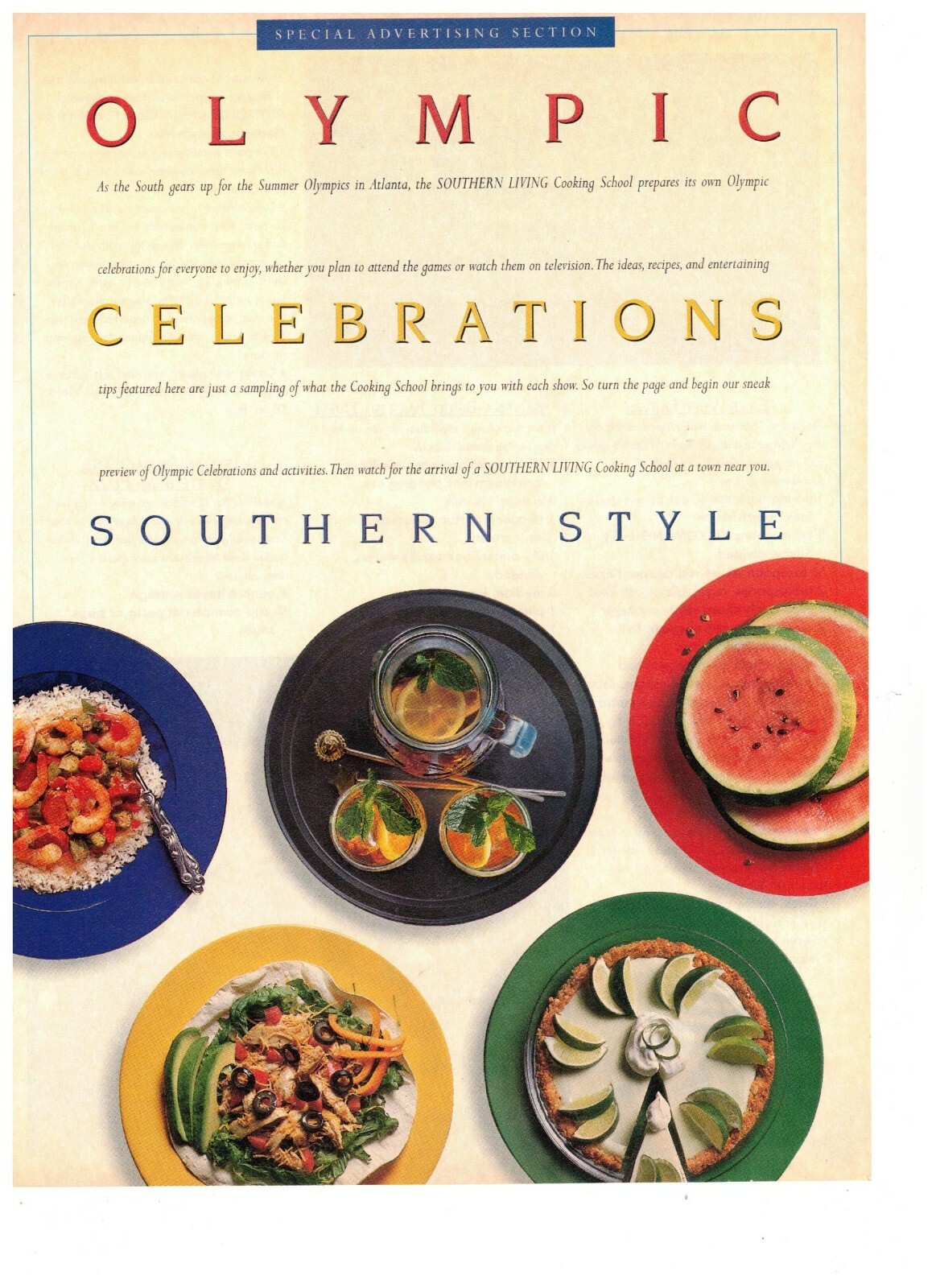 Olympic Celebrations Southern Style Special Section Vintage 1984 Print Ad
