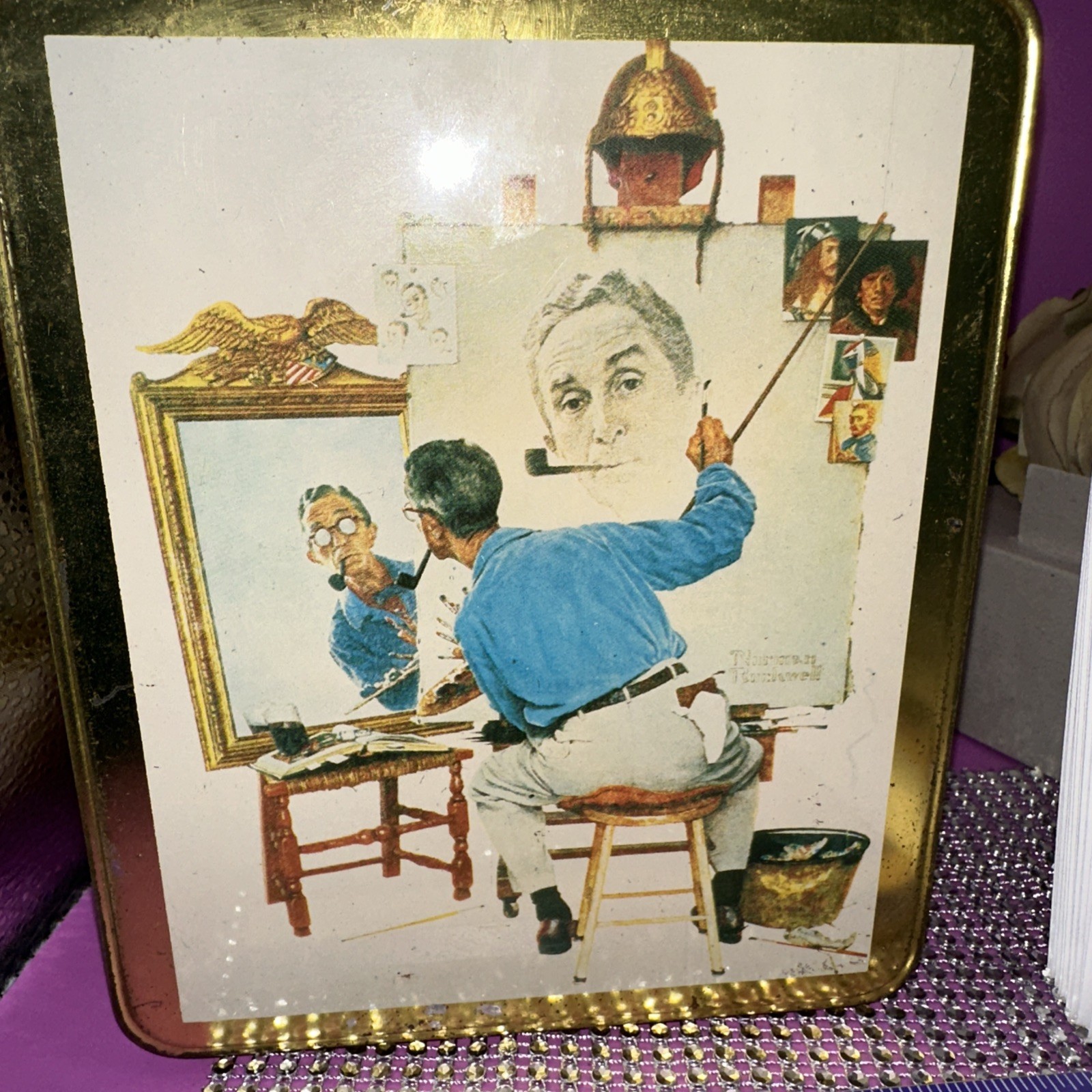 Norman Rockwell Saturday Evening Post Hinged Tin, Note Cards & Envelopes ✉️ 1994