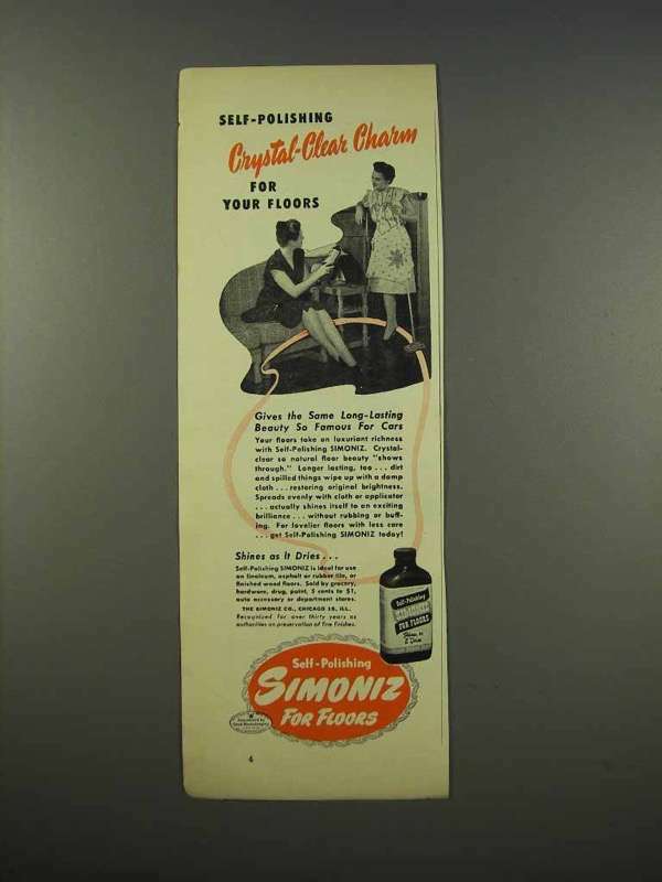 1946 Simoniz For Floors Ad – Crystal-Clear Charm