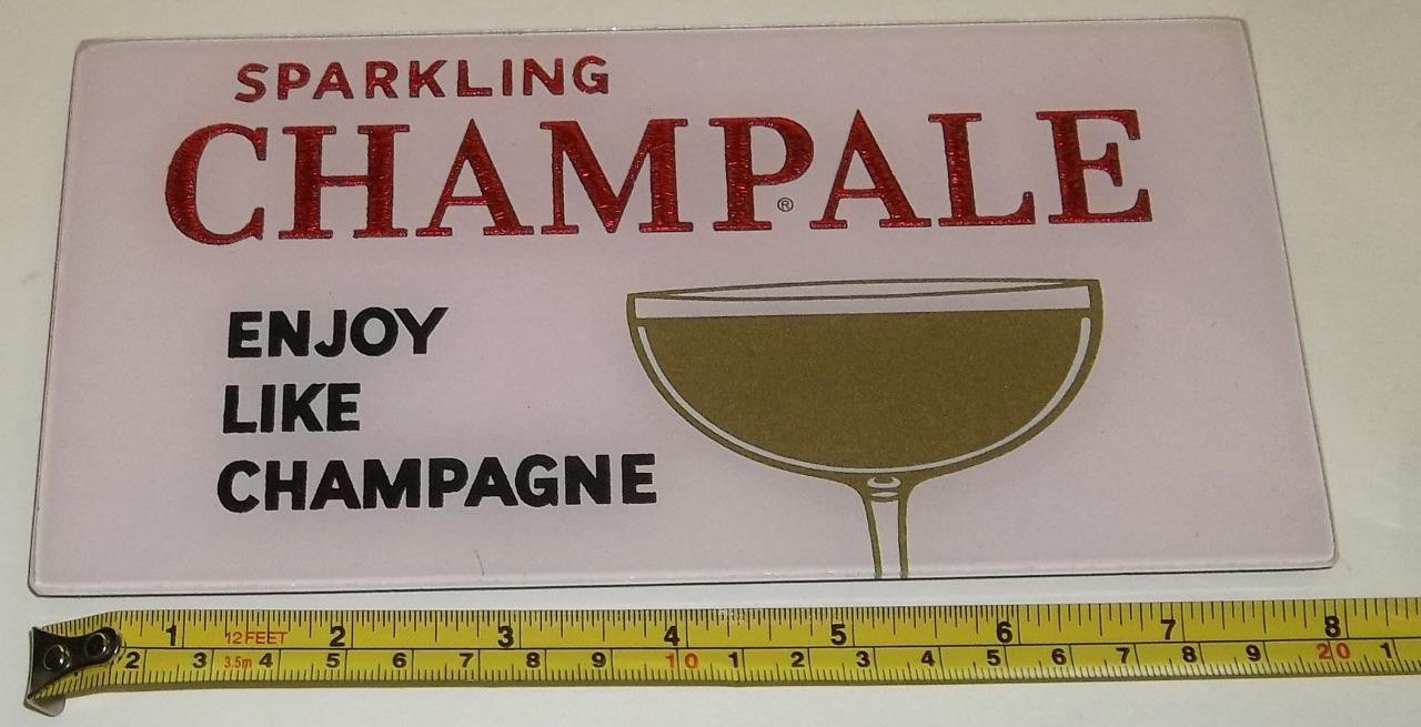 Vintage Sparkling Champale Glass Over Cardboard Sign Nice