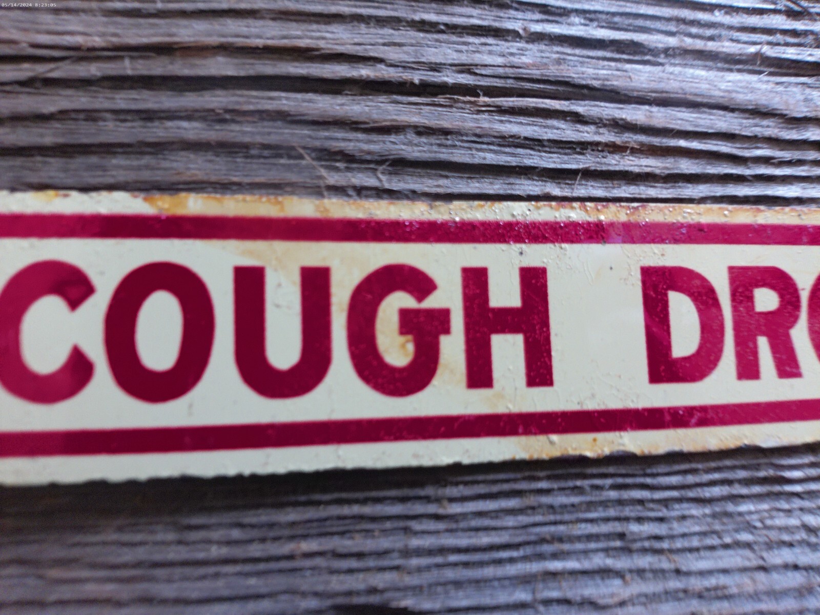 Vintage Red Star Cough Drops 5 Cents Metal Sign On Wood Slab