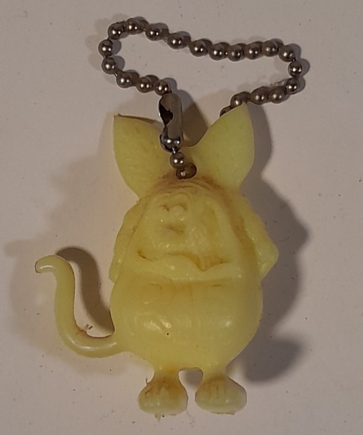 1984 Rat Fink Gumball Charm Yellow Keychain Big Daddy Ed Roth