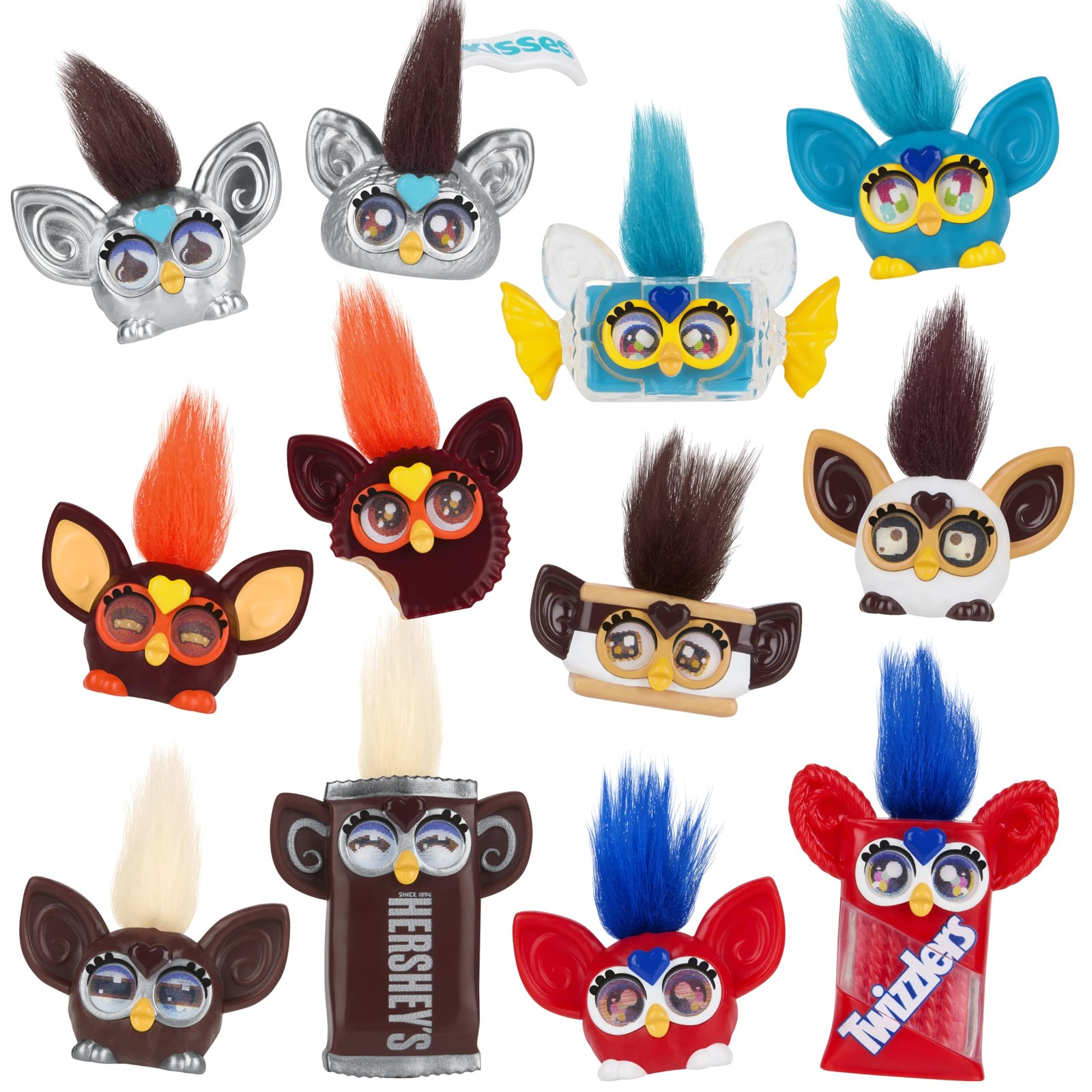 Furby Minis 12 Pack of The Hershey Company Figures, Tiny Compact, Multicolor