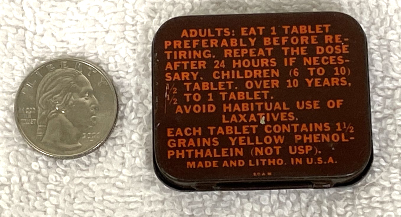 Vintage Laymans Dime Lax Small Pocket Size Medicine Laxative Litho Tin Box