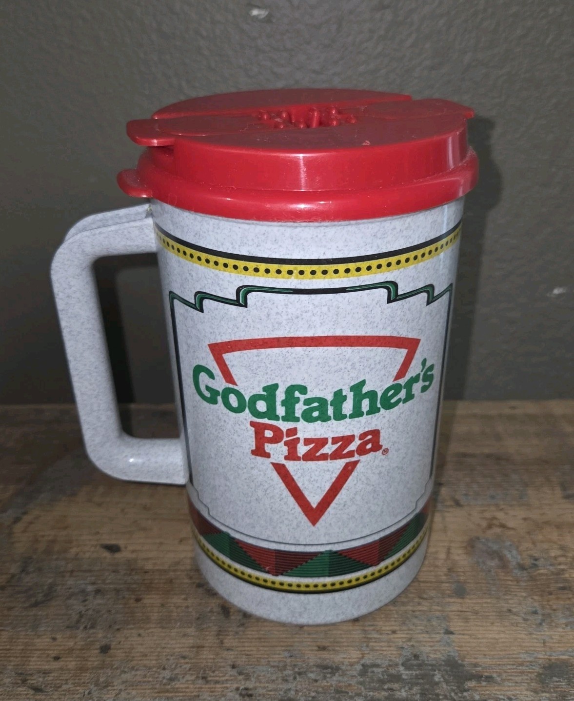 Whirley Industries Godfather’s Pizza 32oz Thermo Travel Vintage 49 Cent Refill