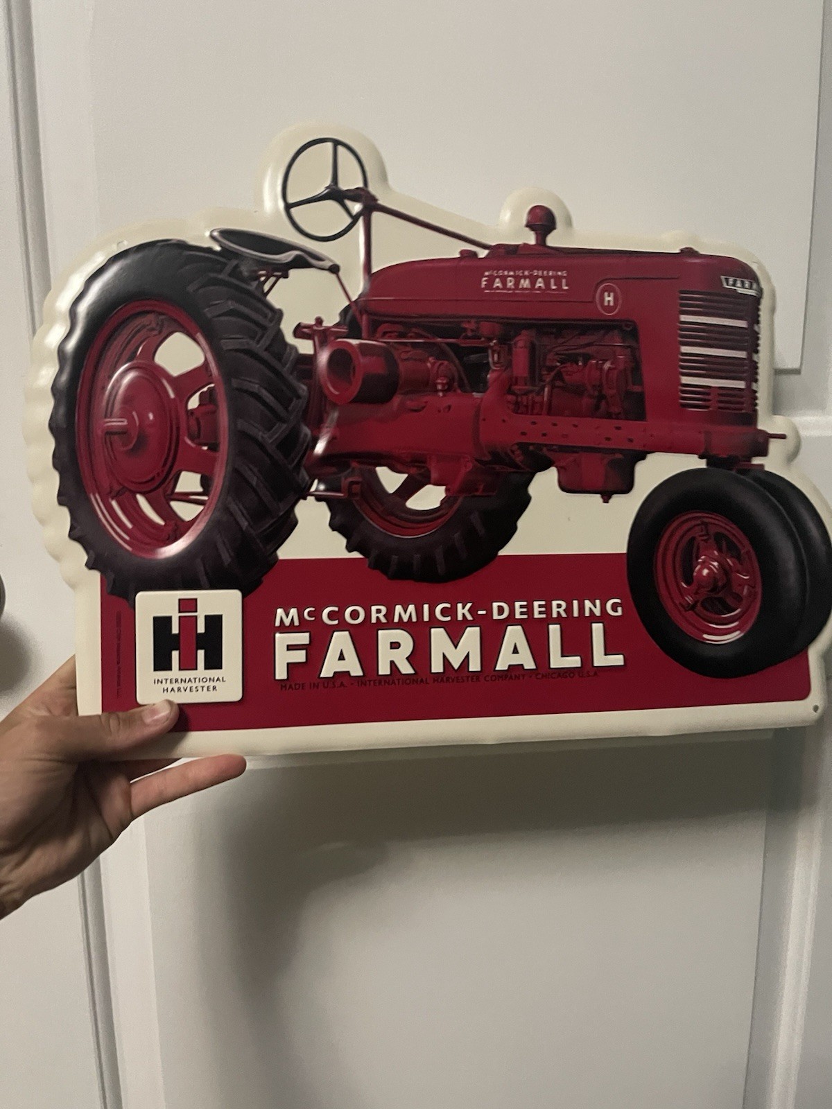 Farmall McCormick-Deering Tractor Advertising Sign Reproduction Red/White/Black