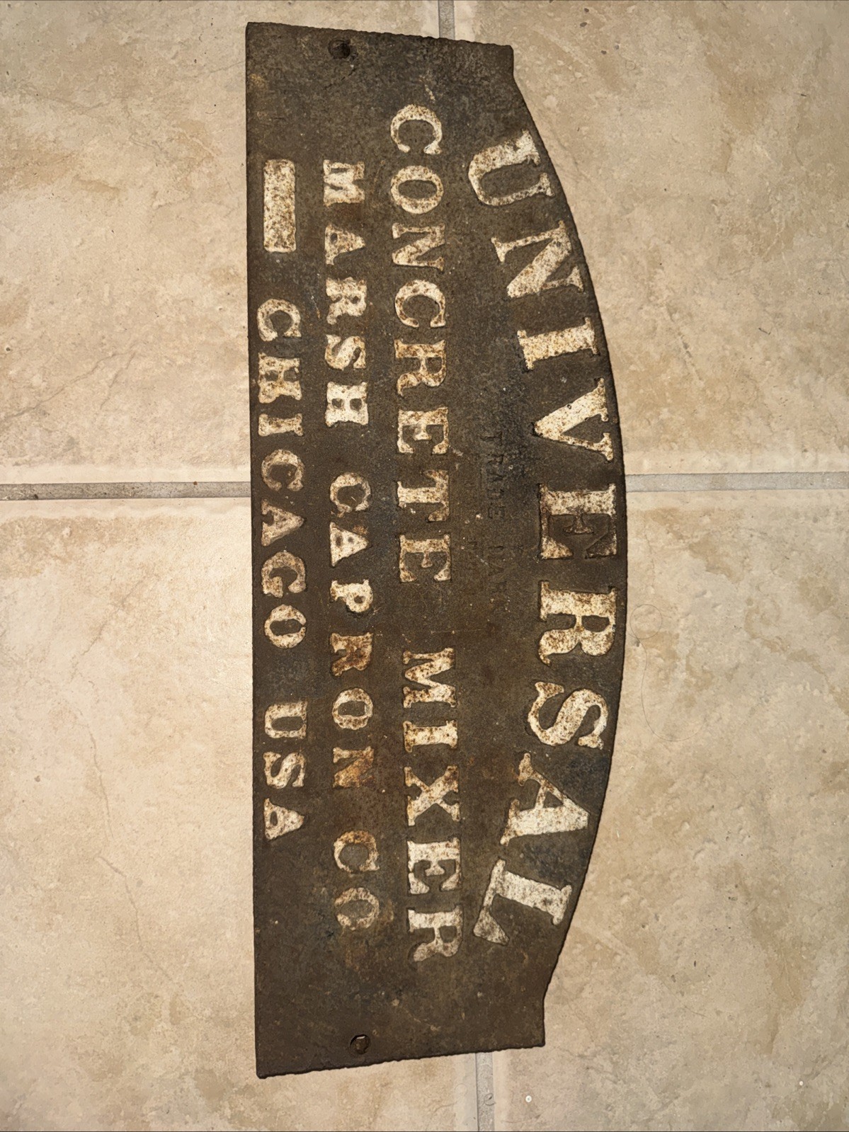 1930′ Universal Concrete Mixer Cast Iron Plaque / Advertising Sign Chicago