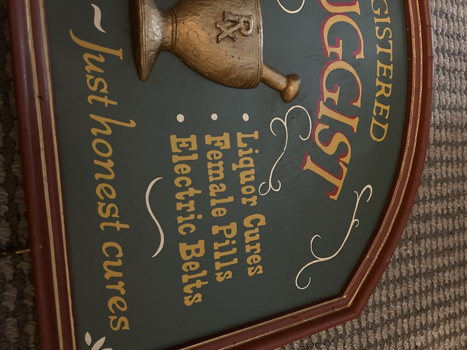 Registered Druggist Wooden Sign No Quackery Here Just Honest Cures