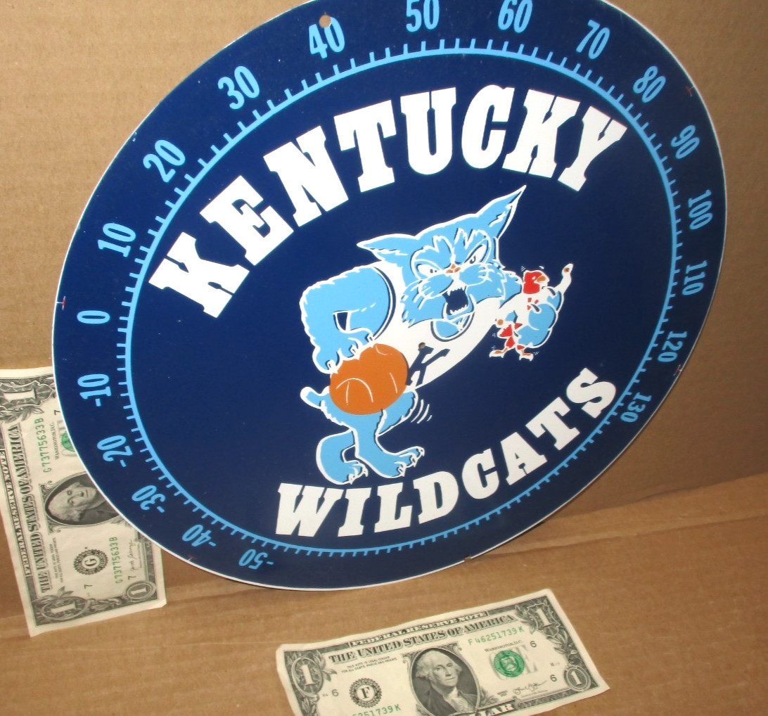 KENTUCKY WILDCAT Vintage Thermometer Face Sign SEC BASKETBALL FOOTBALL Lexington
