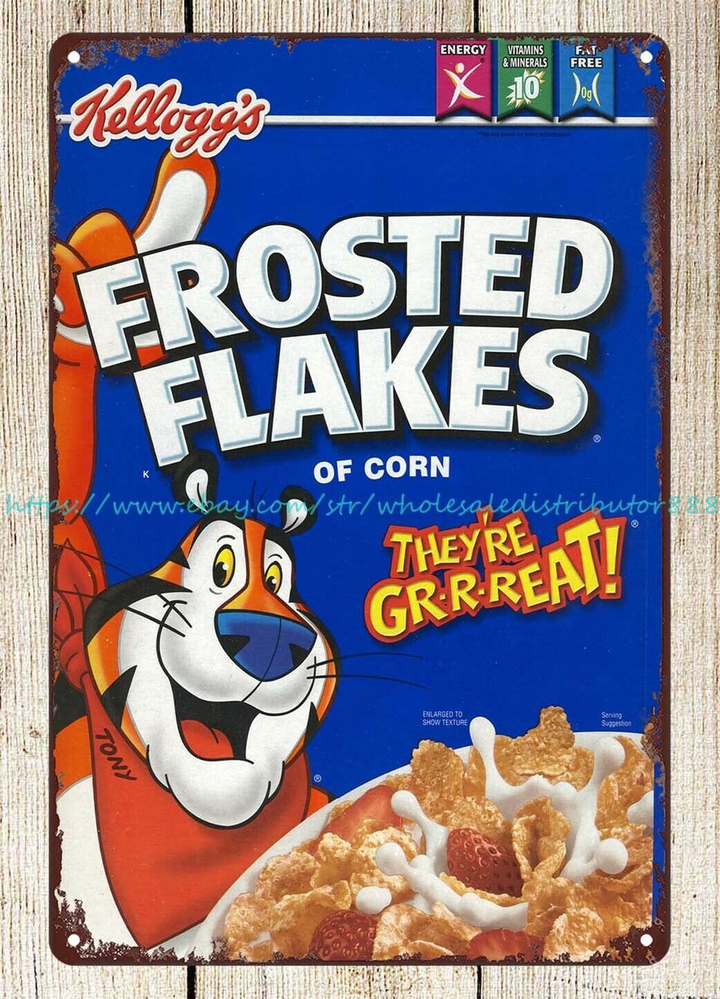 office shop metal plaque Frosted Flakes cereal tiger metal tin sign