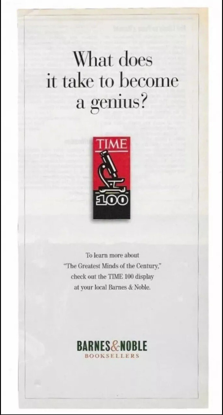 1999 Barnes & Noble Time 100 Greatest Minds Of The Century Vintage Advertisement