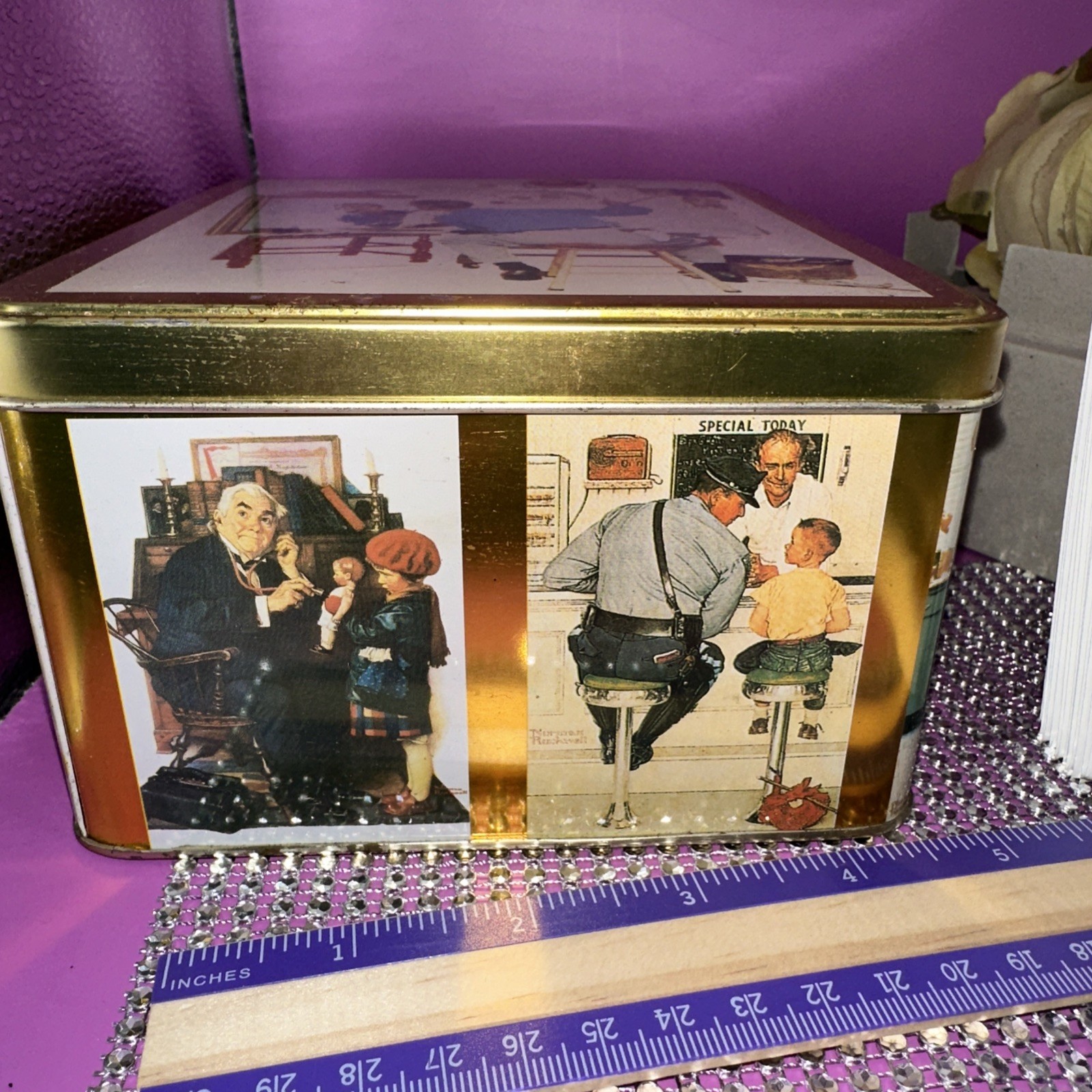 Norman Rockwell Saturday Evening Post Hinged Tin, Note Cards & Envelopes ✉️ 1994