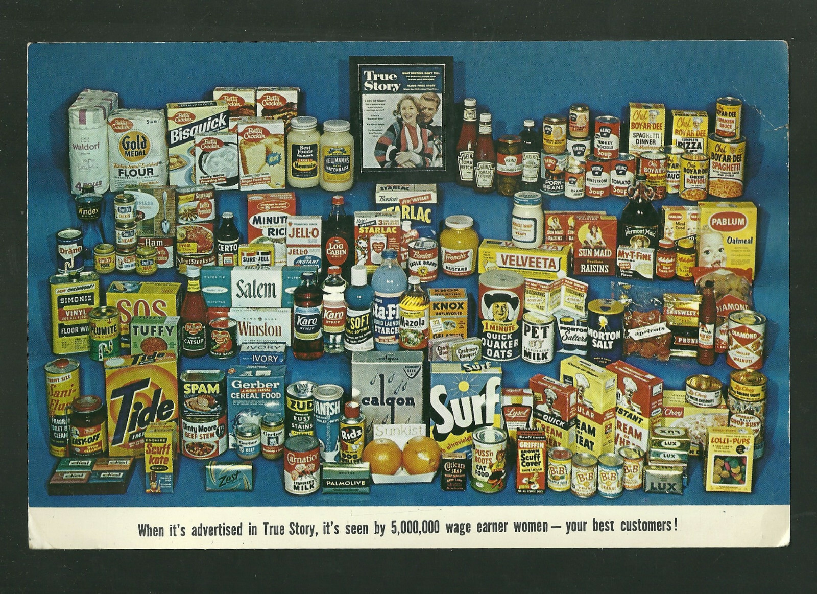 True Story Magazine 1960’s Postcard Unused Tide Bisquick Gerber Quick Oats Jello