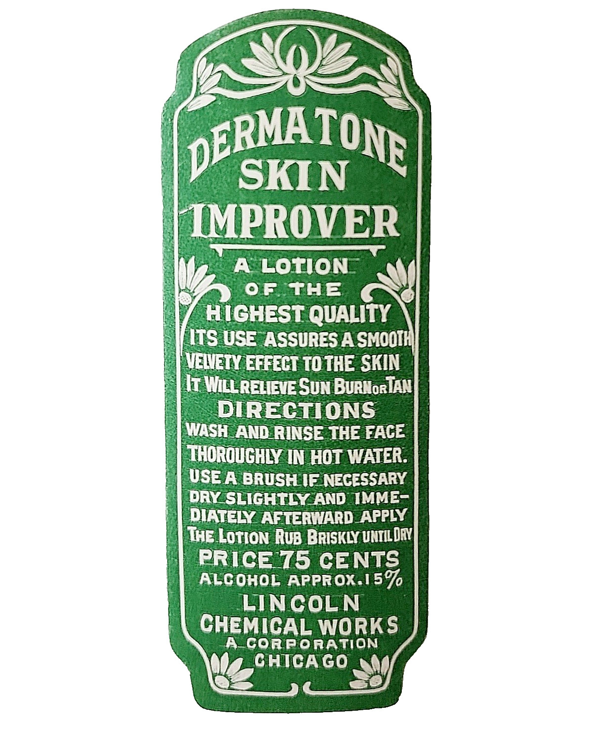 1910-30s Dermatone Skin Improver Label Lincoln Chemical Works Chicago Beauty J4