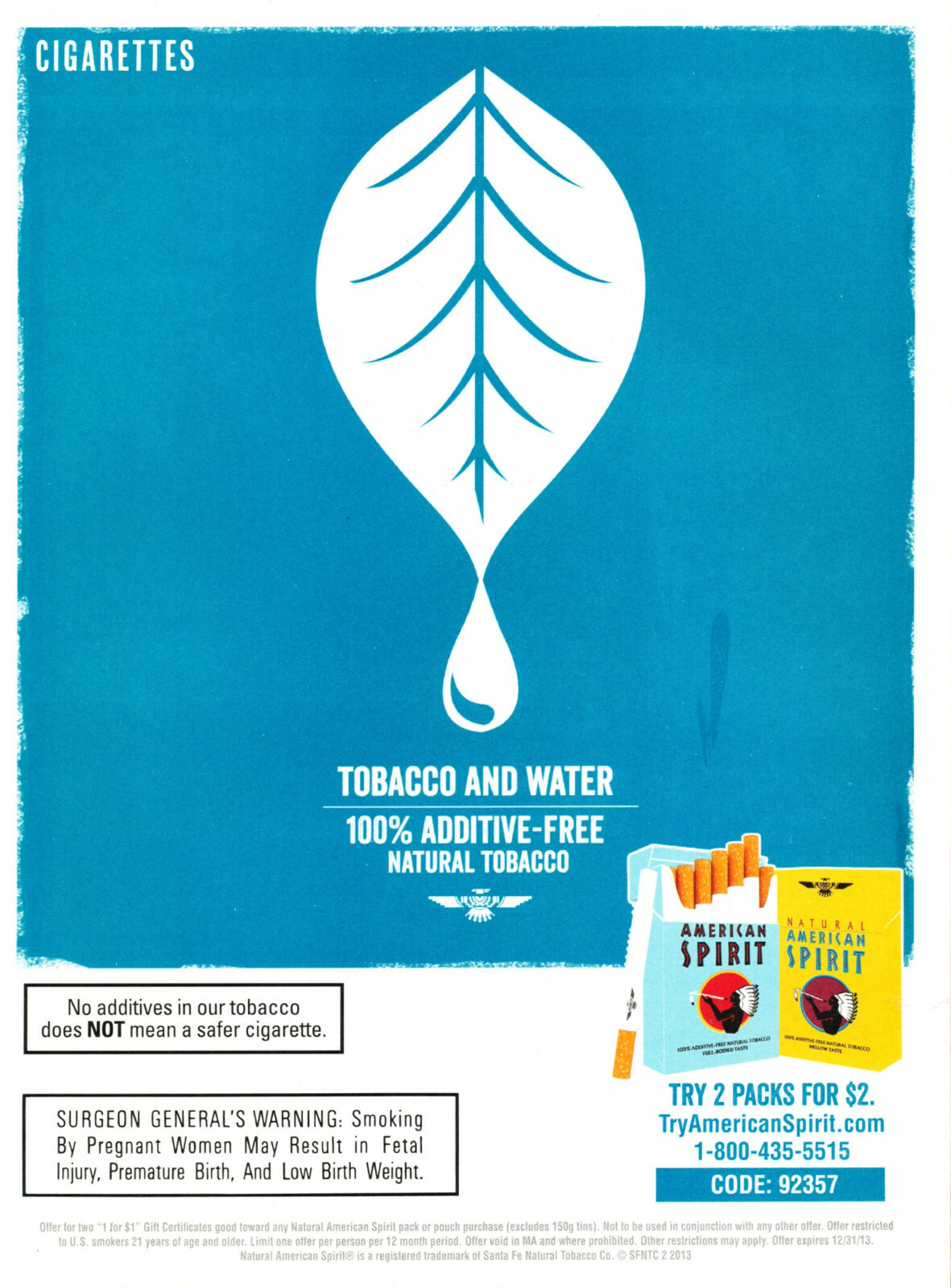 NATURAL AMERICAN SPIRIT CIGARETTE AD #34 RARE