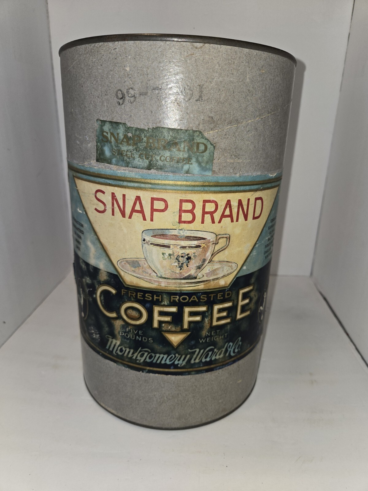 Antique Rare Snap Brand Roast Coffee Can Montgomery Ward VGC