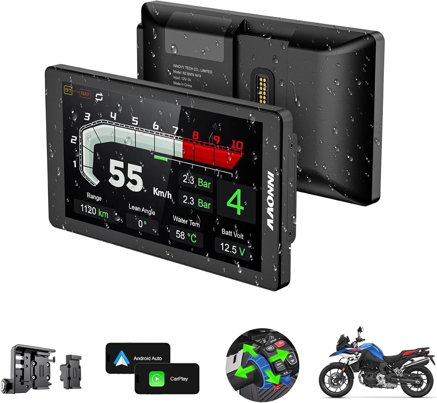 N2 for BMW Motorcycle Wireless CarPlay & Android Auto, 6.5″ Touch Screen, Works