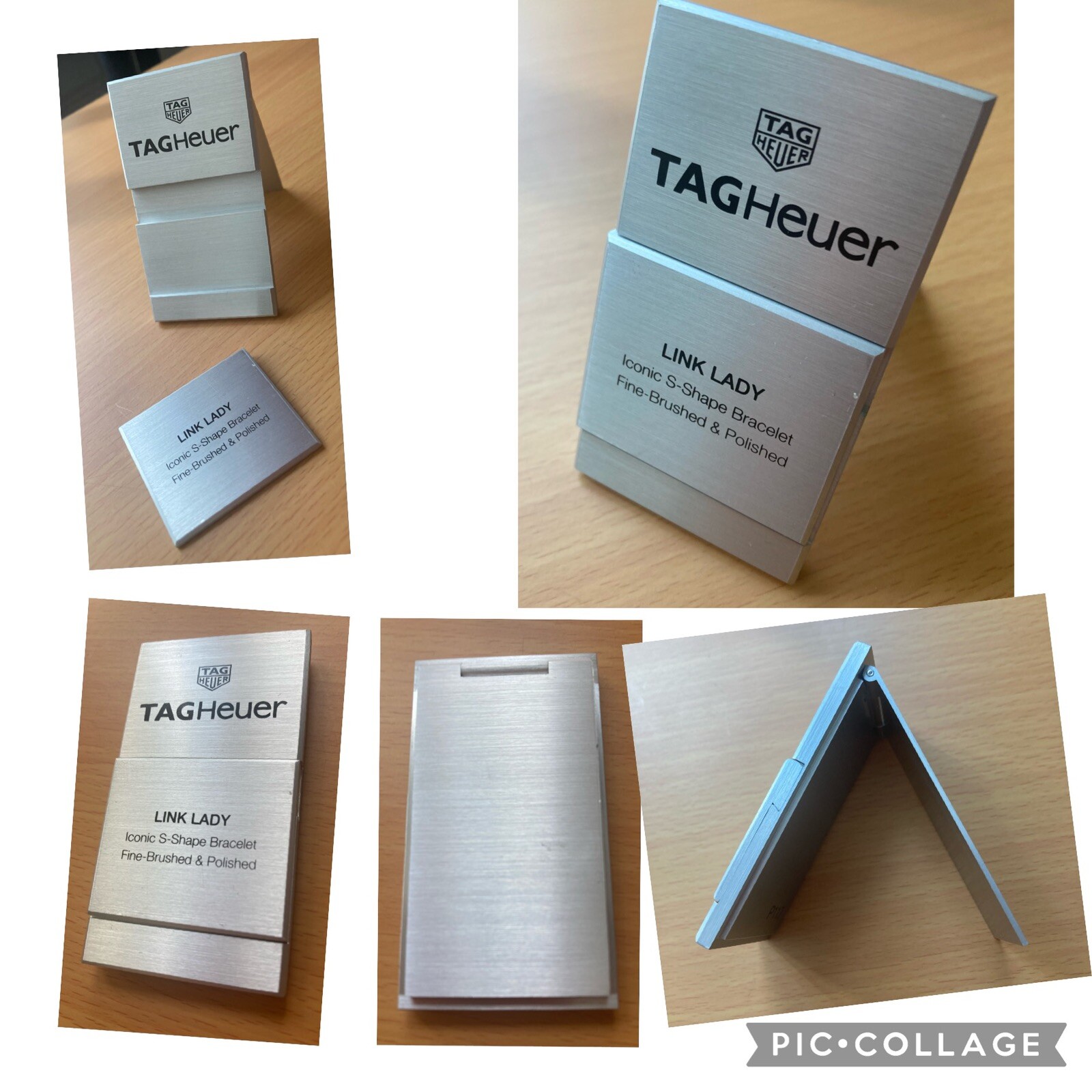Tag Heuer Watch Chronograph Lady Link Brushed Steel Counter Display Sign Stand