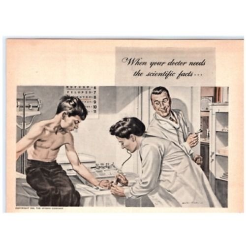 1943 Print Ad Upjohn Pharmaceuticals Child Nurse Doctor Science War Bonds WWII!