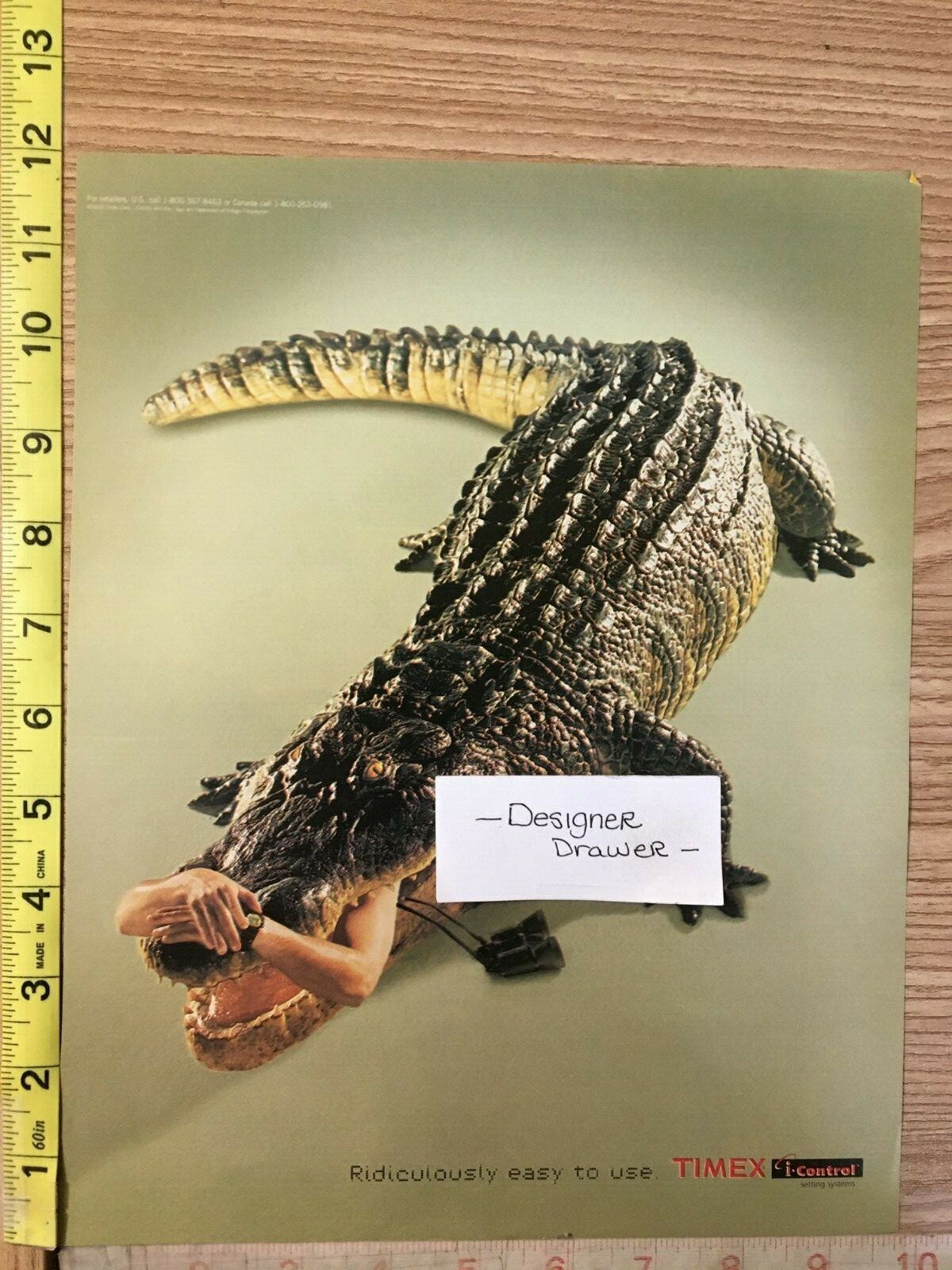 Timex Watches 2000 Vintage Alligator Eating Man Print Ad Advertisement 10 x 12