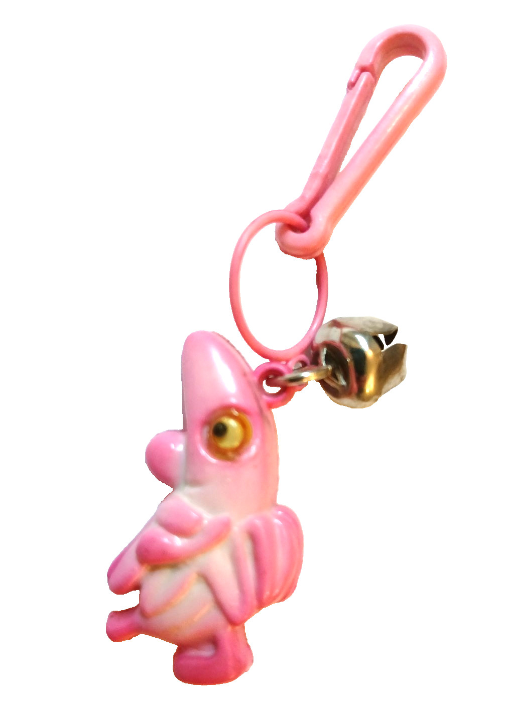 Vintage 1980s Charm Pink Banana Googly Eye for Plastic Clip Retro Necklace