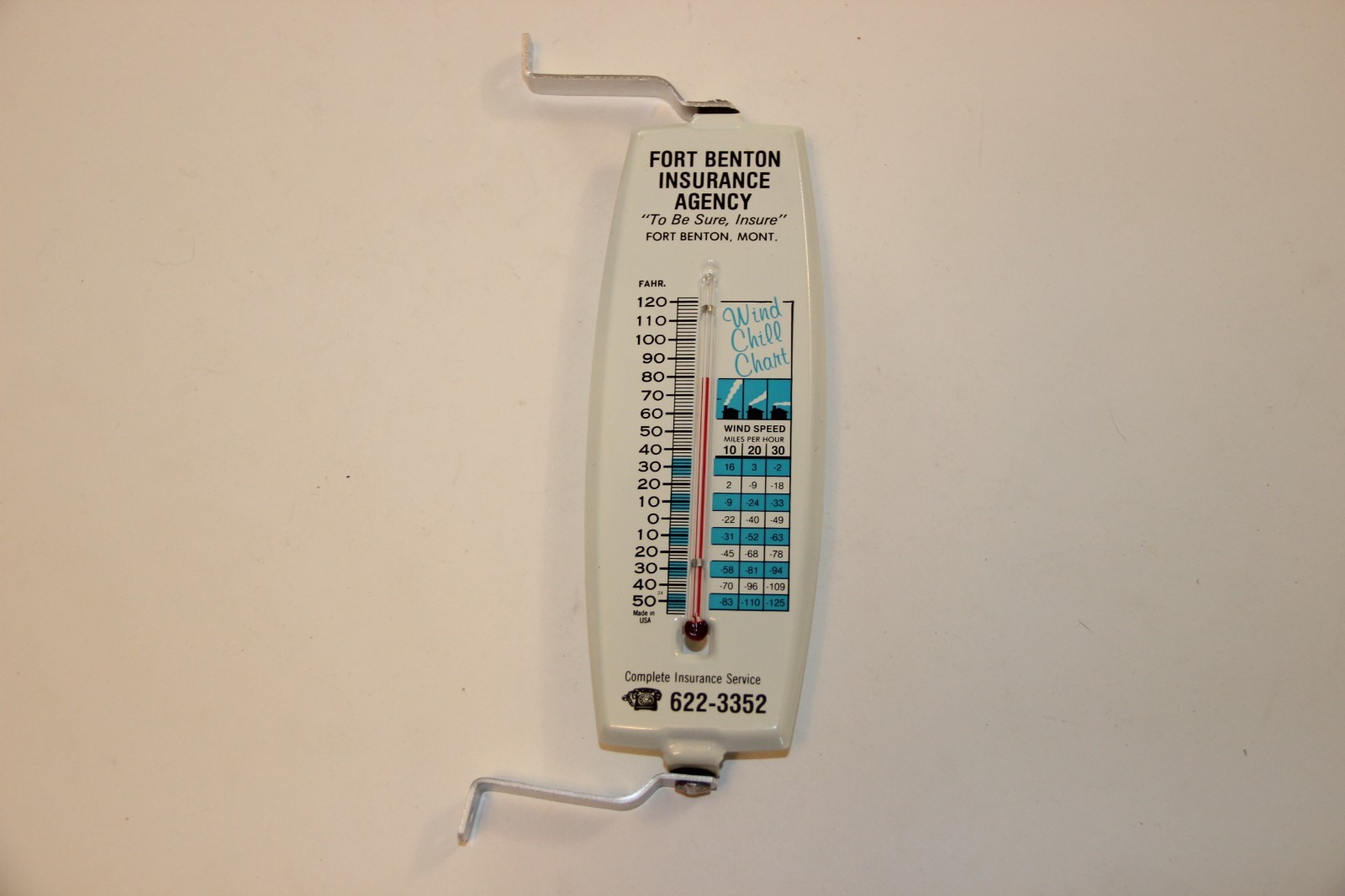Fort Benton Montana Insurance Agency Advertising Thermometer wind chill chart