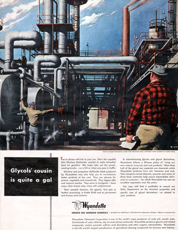 Robert Riggs Wyandotte Glycol Plant Organic Inorganic Chemicals 1949 Magazine Ad