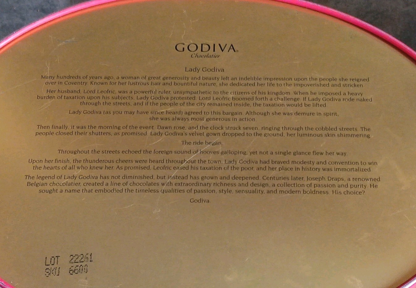 GODIVA Chocolate Limited Edition Tin 2007 Lady Woman on Horse Red & Gold RARE
