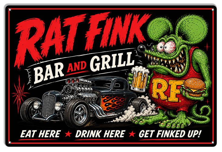 Rat Fink Bar & Grill 12×18 Metal Sign