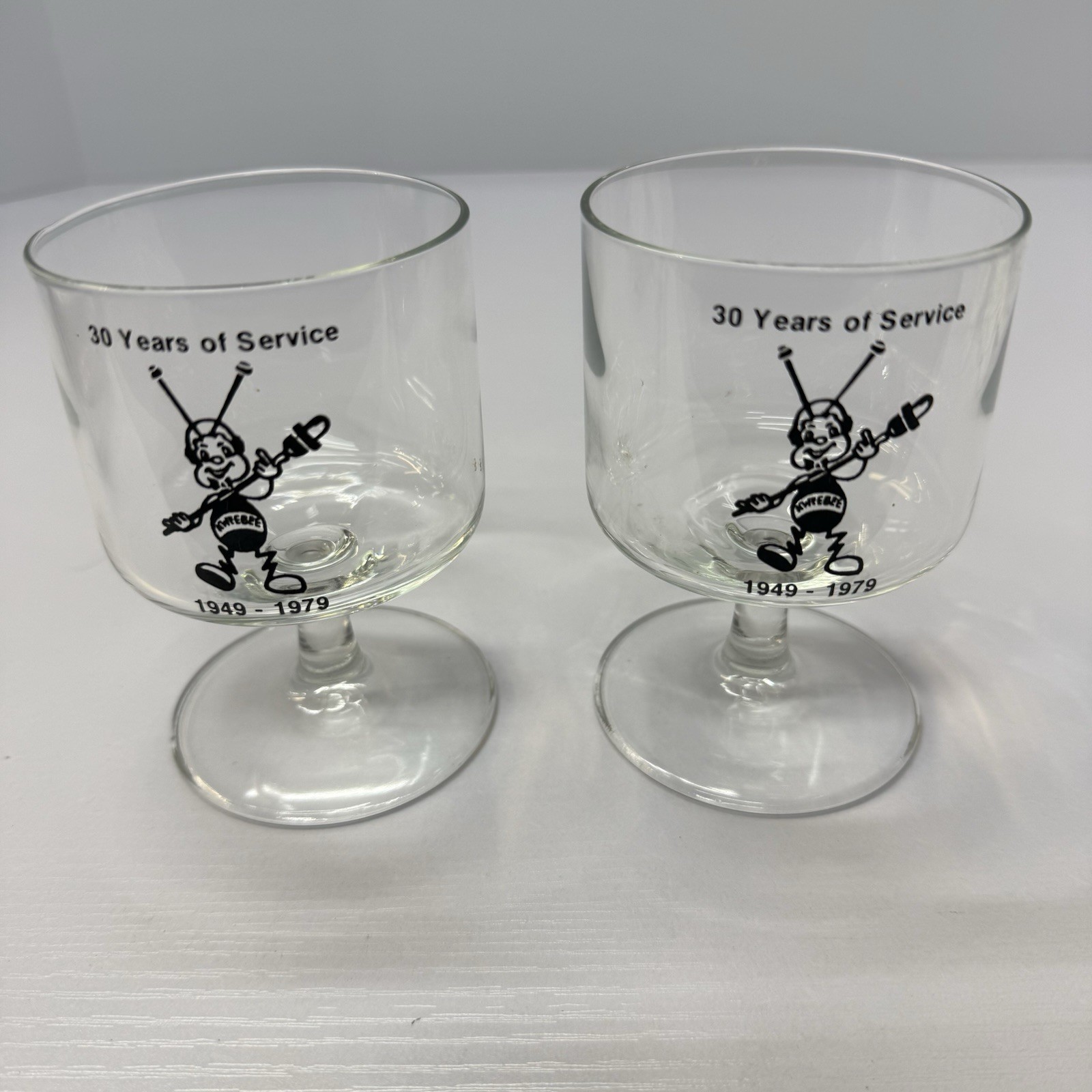 Set of 2 Vintage Kewanee Boiler Kweebee Glass 30 Years of Service 1949-1979 Rare