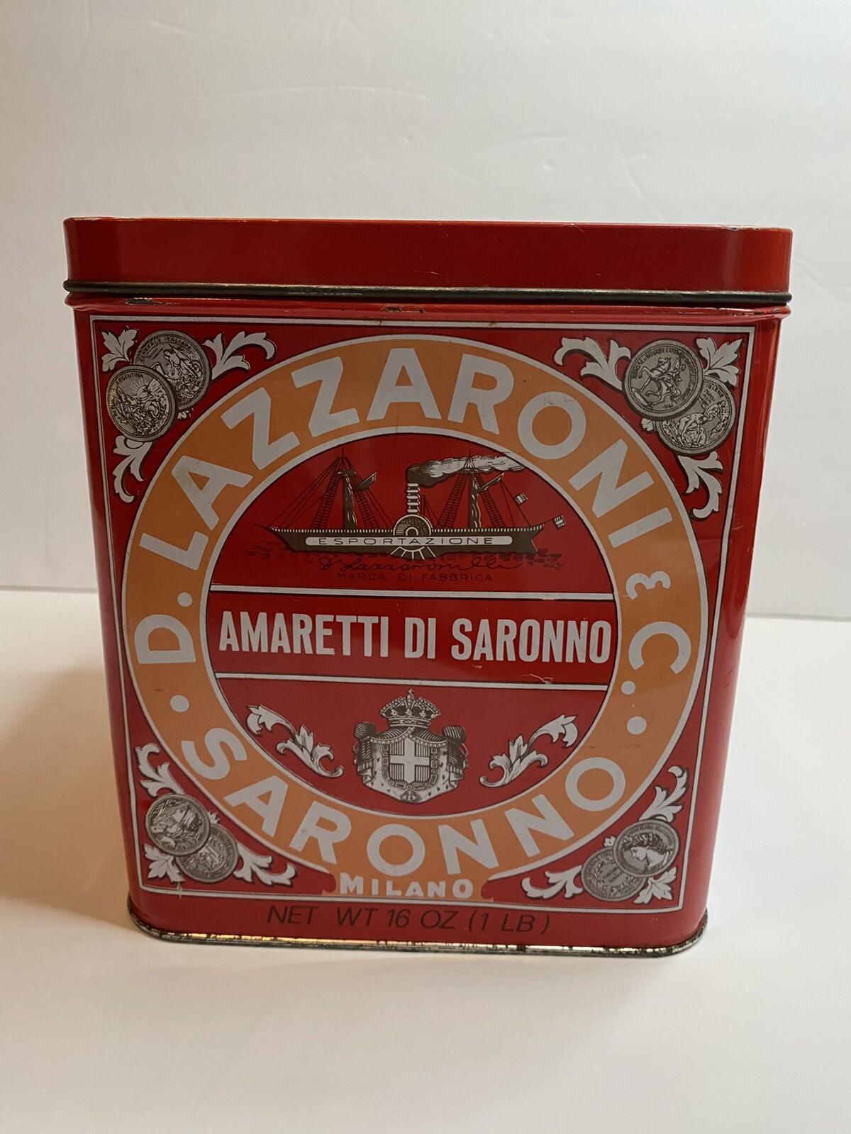 D. LAZZARONI & C. SARONNO ( MILANO ) BISCUIT TIN CONTAINER ITALY LARGE EMPTY
