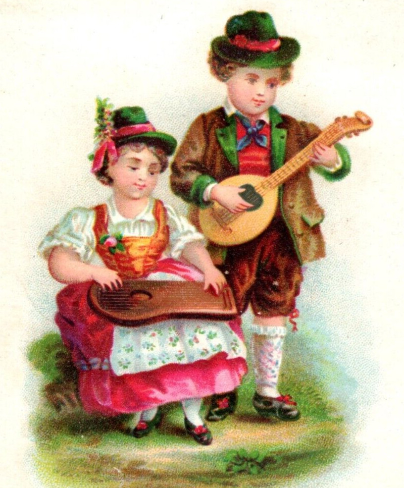 1880s L.D. Wilbur & Co. Clothiers German Children Musical Instruments F185