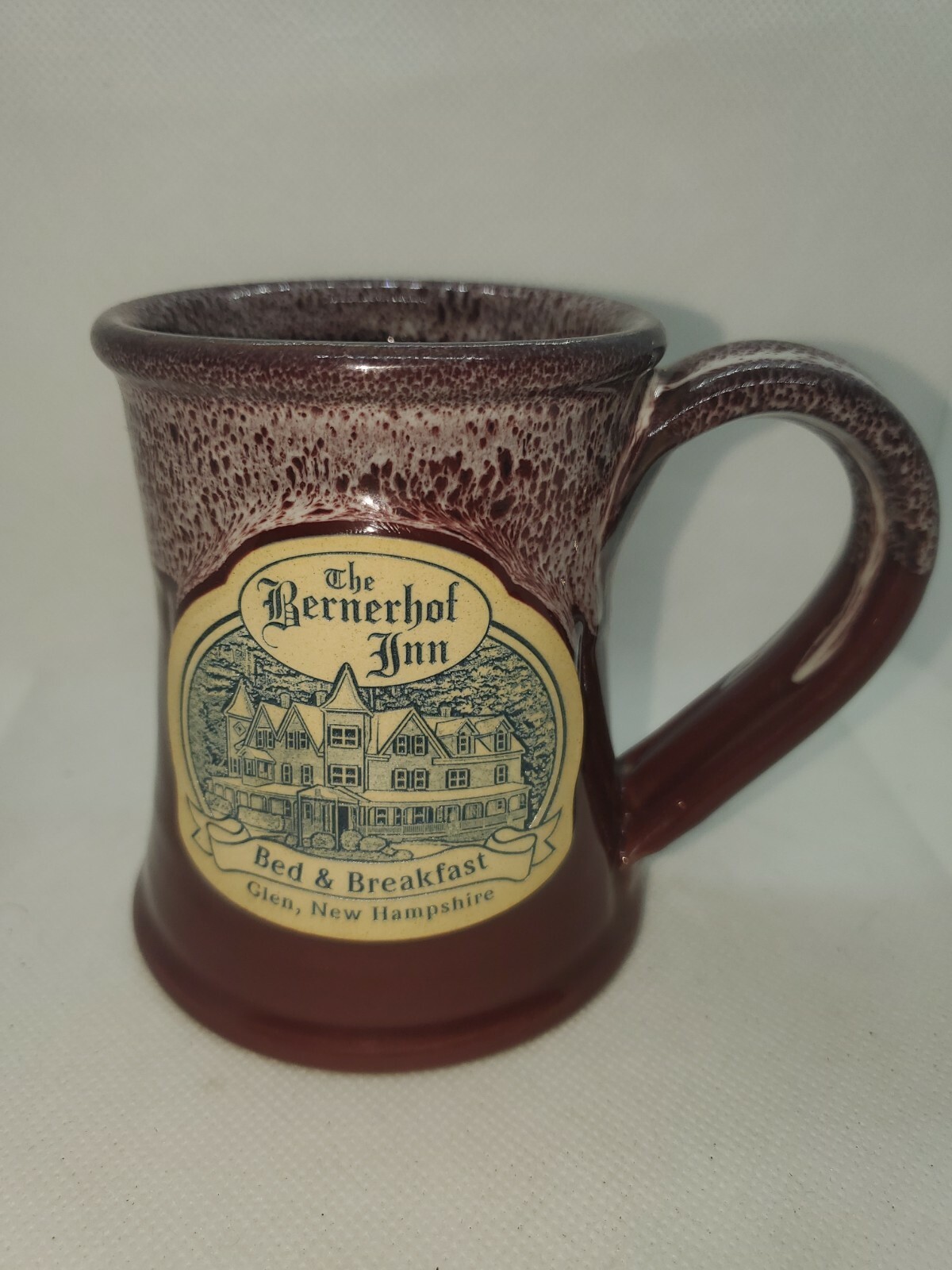 The Bernerhof Inn Bed and Breakfast Inn Glen NH Clay Coffee Mug Burgandy