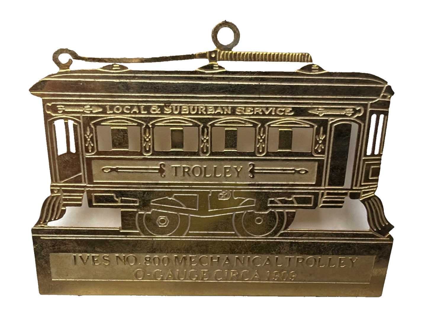 PLAGUE – IVES TOY RAILWAY SERIES NO.800 MECHANICAL TROLLEY O-GAUGE CIRCA 1909