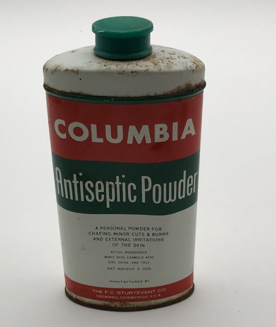 Vintage Columbia Antiseptic Powder Collectible Metal Tin Made in the USA