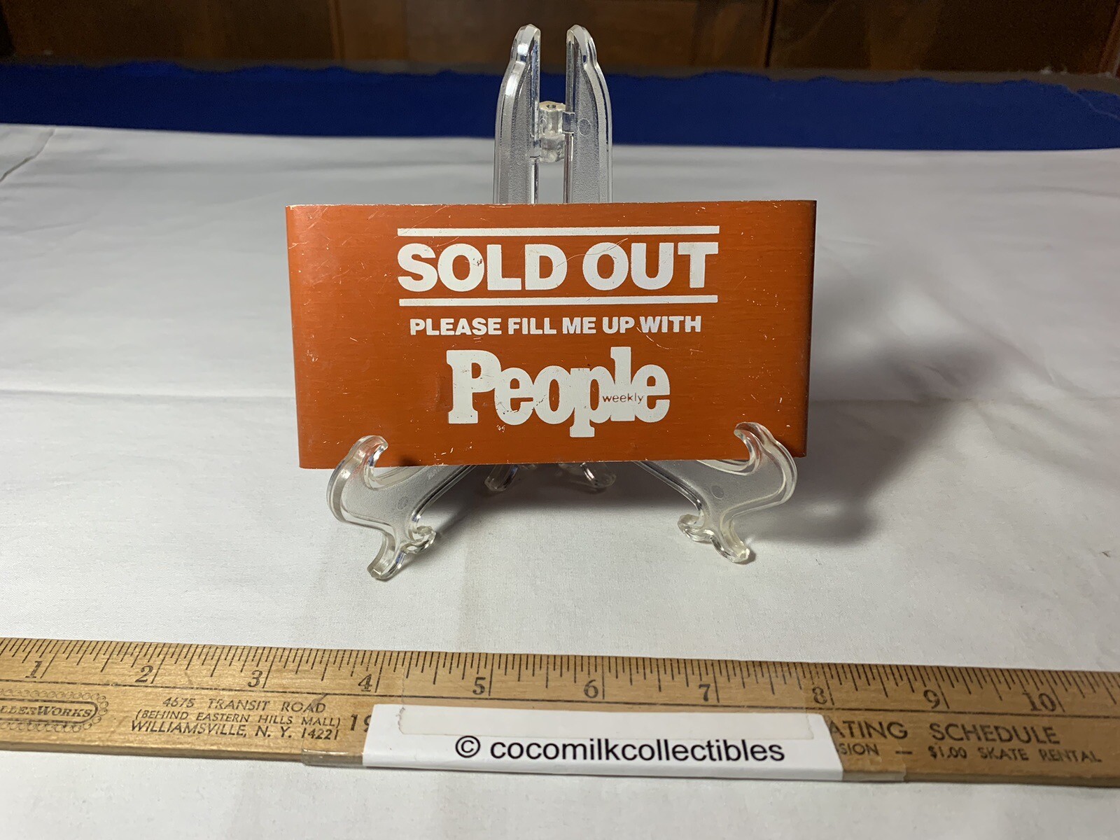 1970’s Metal Tin Emblem Tag Magazine Rack People Magazine Sold Out News Stand