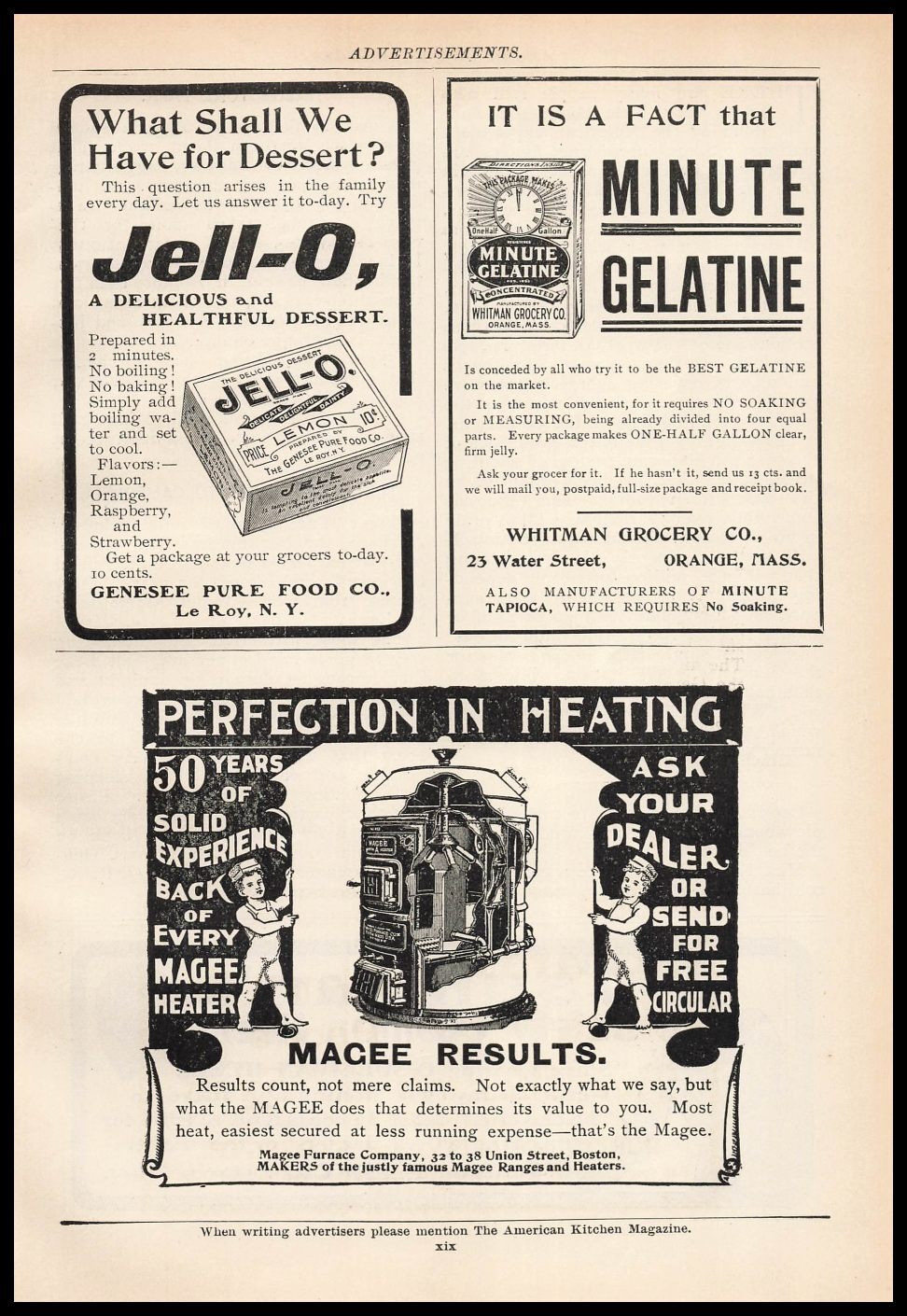 1901 Magee Furnace Company Boston Perfection In Heating Cartoon Vintage Print Ad